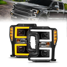 Cargar imagen en el visor de la galería, ANZO 17-19 Ford F-250/350/450 SD (w/o Factory LED) LED Proj Headlights w/Light Bar Switchback Blk