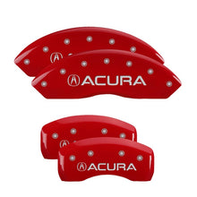 Cargar imagen en el visor de la galería, MGP 4 Caliper Covers Engraved Front &amp; Rear Acura Red finish silver ch