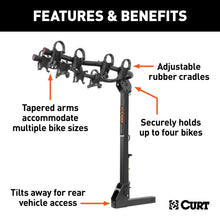 Cargar imagen en el visor de la galería, Curt Premium Hitch-Mounted Bike Rack (4 Bikes 2in Shank)