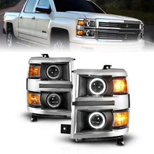 Load image into Gallery viewer, ANZO 14-15 Chevrolet Silverado 1500 Projector Headlights w/ Halo Black Housing w/ Chrome Trim