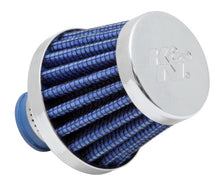 Cargar imagen en el visor de la galería, K&amp;N 2in Base OD x .375in Flange ID x 1.75in H Rubber Base Crankcase Vent Filter - Blue