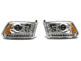 Raxiom 09-18 Dodge RAM 1500 LED Halo Headlights w/ Switchback Turn Signals- Chrome Hsng (Clear Lens)