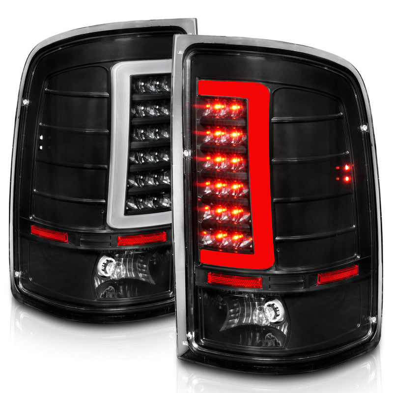 ANZO 2007-2013 GMC Sierra LED Tail Lights w/ Light Bar Black Housing Clear Lens