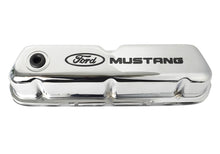 Cargar imagen en el visor de la galería, Ford Racing Ford Mustang Logo Stamped Steel Chrome Valve Covers