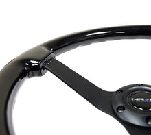 Cargar imagen en el visor de la galería, NRG Reinforced Steering Wheel (350mm / 3in. Deep) Black w/Black Chrome Solid 3-Spoke Center
