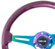 Cargar imagen en el visor de la galería, NRG Classic Wood Grain Steering Wheel (350mm) Purple Pearl Paint w/Neochrome 3-Spoke Center