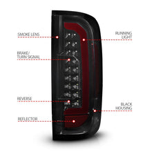 Load image into Gallery viewer, ANZO 15-21 GMC Canyon Full LED Tail Lights w/ Red Lightbar Black Housing Smoke Lens