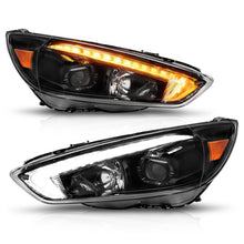 Cargar imagen en el visor de la galería, ANZO 15-18 Ford Focus Projector Headlights - w/ Light Bar Switchback Black Housing