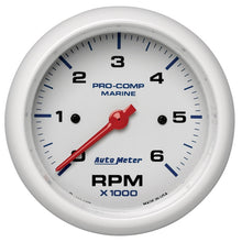 Cargar imagen en el visor de la galería, Autometer Marine White Ultra-Lite Gauge 3-3/8in Tachometer 6K RPM