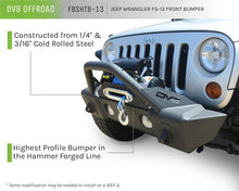 Cargar imagen en el visor de la galería, DV8 Offroad 07-18 Jeep Wrangler JK/JL FS-13 Steel Stubby Front Bumper w/ Fog Lights