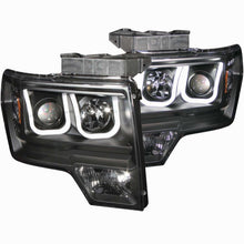 Cargar imagen en el visor de la galería, ANZO 2009-2014 Ford F-150 Projector Headlights w/ U-Bar Black