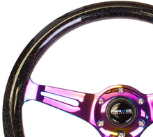 Cargar imagen en el visor de la galería, NRG Classic Wood Grain Steering Wheel (350mm) Black Sparkle/Galaxy Color w/Neochrome 3-Spoke