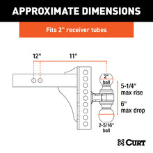 Load image into Gallery viewer, Curt Adjustable Channel Mount w/Dual Ball (2in Shank 14000lbs 6in Drop)