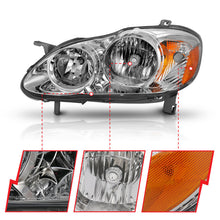 Cargar imagen en el visor de la galería, ANZO 2005-2008 Toyota Corolla Crystal Headlight Chrome Amber