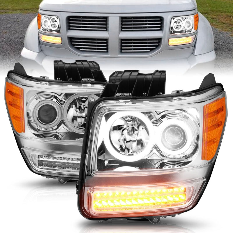 ANZO 2007-2012 Dodge Nitro Projector Headlights w/ Halo Chrome (CCFL) G2