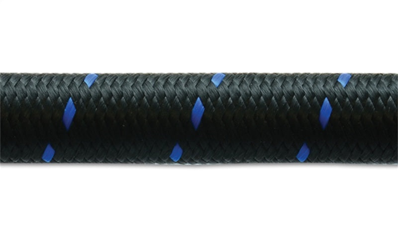 Vibrant -10 AN Two-Tone Black/Blue Nylon Braided Flex Hose (2 foot roll)