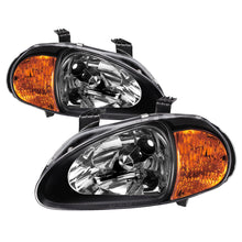 Cargar imagen en el visor de la galería, Xtune Honda Del Sol 93-97 1Pc Amber Crystal Headlights Black HD-ON-HDEL93-1P-AM-BK