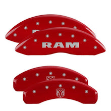 Cargar imagen en el visor de la galería, MGP 4 Caliper Covers Engraved Front RAM Engraved Rear RAMHEAD Red finish silver ch