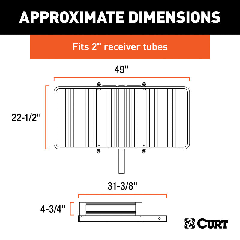 Curt 49in x 22-1/2in Basket-Style Aluminum Cargo Carrier