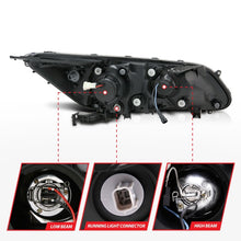 Cargar imagen en el visor de la galería, ANZO 2013-2015 Honda Accord (4dr ONLY) Projector Headlights w/ U-Bar Black