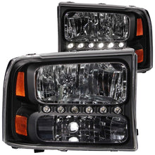 Cargar imagen en el visor de la galería, ANZO 2000-2004 Ford Excursion Crystal Headlights Black w/ LED 1pc