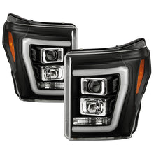 Load image into Gallery viewer, Spyder Ford F250/350/450 11-16 V2 High-Power LED Headlights-White Light Bar-Black PRO-YD-FS11V2PL-BK