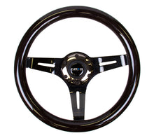 Cargar imagen en el visor de la galería, NRG Classic Wood Grain Steering Wheel (310mm) Black w/Black Chrome 3-Spoke Center