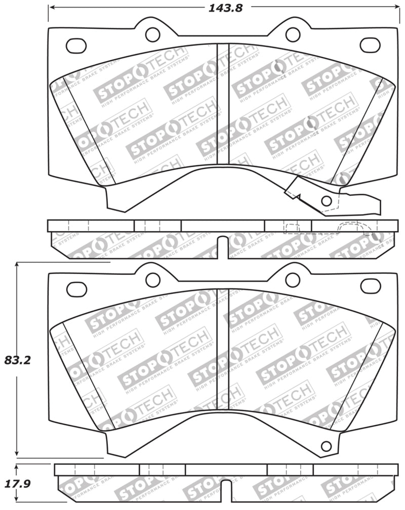 StopTech 13-18 Toyota Land Cruiser Performance Front Brake Pads