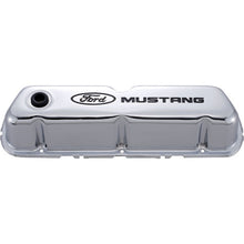 Cargar imagen en el visor de la galería, Ford Racing Ford Mustang Logo Stamped Steel Chrome Valve Covers