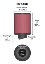 Cargar imagen en el visor de la galería, K&amp;N Filter Universal Rubber Filter 2 3/4 inch 10 Degree Flange 4 inch OD 5 inch Height