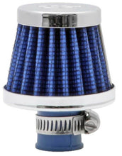 Cargar imagen en el visor de la galería, K&amp;N 2in Base OD x .375in Flange ID x 1.75in H Rubber Base Crankcase Vent Filter - Blue
