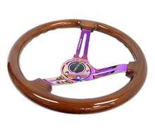 Cargar imagen en el visor de la galería, NRG Reinforced Steering Wheel (350mm / 3in. Deep) Brown Wood w/Blk Matte Spoke/Neochrome Center Mark