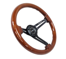 Cargar imagen en el visor de la galería, NRG Reinforced Steering Wheel (350mm / 3in. Deep) Brown Wood w/Blk Matte Spoke/Black Center Mark