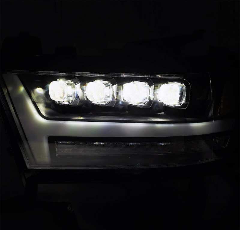 AlphaRex 19-20 Ram 1500HD NOVA LED Proj Headlights Plank Style Gloss Blk w/Activ Lght/Seq Signal/DRL