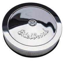 Cargar imagen en el visor de la galería, Edelbrock Air Cleaner Pro-Flo Series Round Steel Top Paper Element 14In Dia X 3 313In Chrome