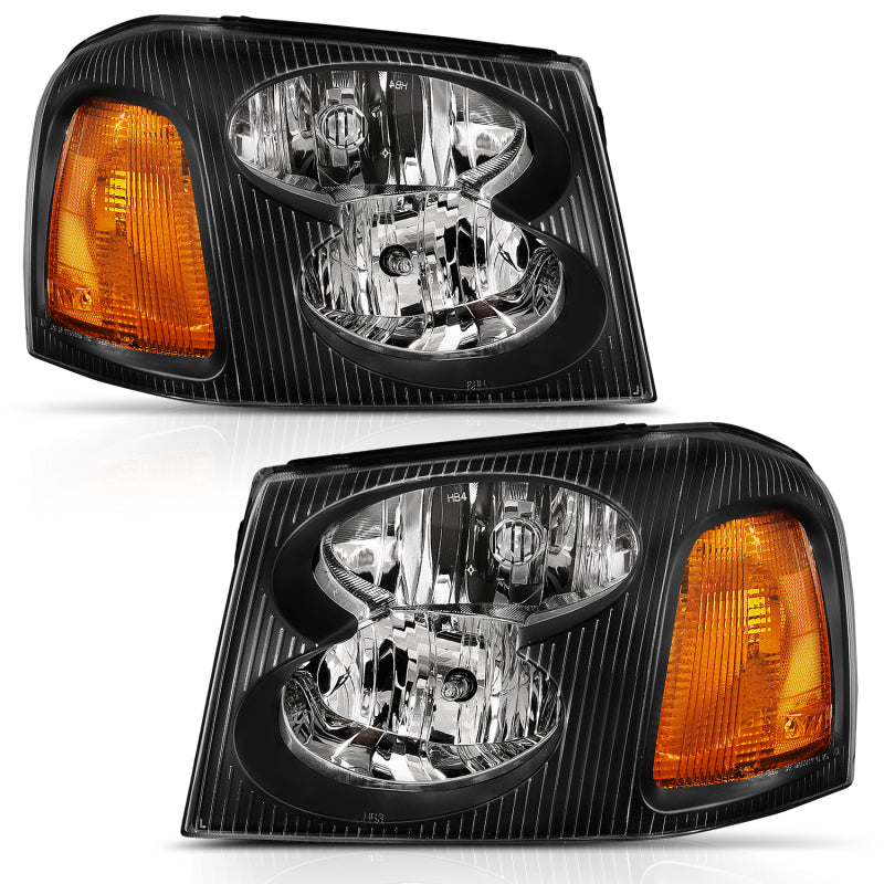 ANZO 2002-2009 Gmc Envoy Crystal Headlight  Black Amber