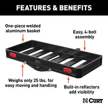 Cargar imagen en el visor de la galería, Curt 49in x 22-1/2in Basket-Style Aluminum Cargo Carrier