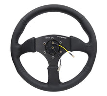 Cargar imagen en el visor de la galería, NRG Reinforced Steering Wheel (350mm / 2.5in. Deep) Blk Leather Comfort Grip w/5mm Matte Blk Spokes