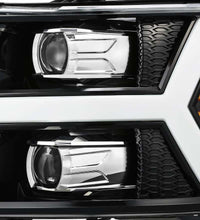 Cargar imagen en el visor de la galería, AlphaRex 07-13 Chevy 1500 LUXX LED Proj Headlights Plank Style Jet Blk w/ Activ Light/Seq Signal/DRL