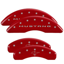 Cargar imagen en el visor de la galería, MGP 4 Caliper Covers Engraved Front 2015/Mustang Engraved Rear 2015/Bar &amp; Pony Red/Silve 19in. Min