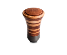 Cargar imagen en el visor de la galería, Momo Trofeo Heritage Shift Knob - Tall Wood, Layered Mahogany and Beechwood, Leather Insert Top