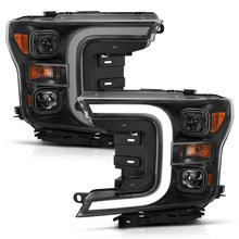 Load image into Gallery viewer, ANZO 18-19 Ford F-150 Projector Headlights w/Plank Style Switchback Black w/Amber