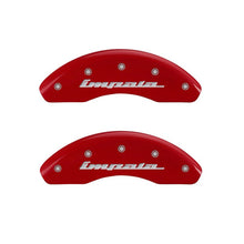 Cargar imagen en el visor de la galería, MGP 4 Caliper Covers Engraved Front &amp; Rear Impala Red finish silver ch