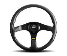 Cargar imagen en el visor de la galería, Momo Tuner Steering Wheel 350 mm - Black Leather/Red Stitch/Black Spokes