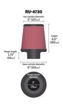 Cargar imagen en el visor de la galería, K&amp;N Filter 3 inch Flange 6 inch Base 5 Top 6 1/2 inch Height