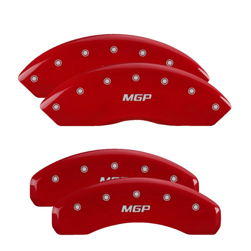 MGP 4 Caliper Covers Engraved Front & Rear Escalade Red finish silver ch