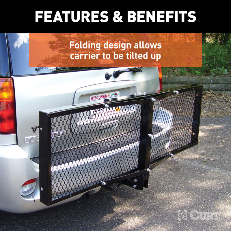 Curt 60in x 20in Tray-Style Cargo Carrier (Folding 2in Shank)