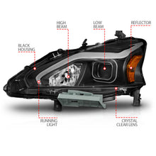 Cargar imagen en el visor de la galería, ANZO 13-15 Nissan Altima (w/o Factory HID Bulbs) Projector Headlights - w/ Light Bar Black Housing