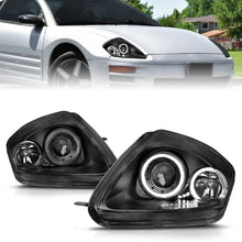 Cargar imagen en el visor de la galería, ANZO 2000-2005 Mitsubishi Eclipse Projector Headlights w/ Halo Black