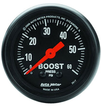 Cargar imagen en el visor de la galería, Autometer Z Series 52mm 0-60 PSI Mechanical Boost Gauge